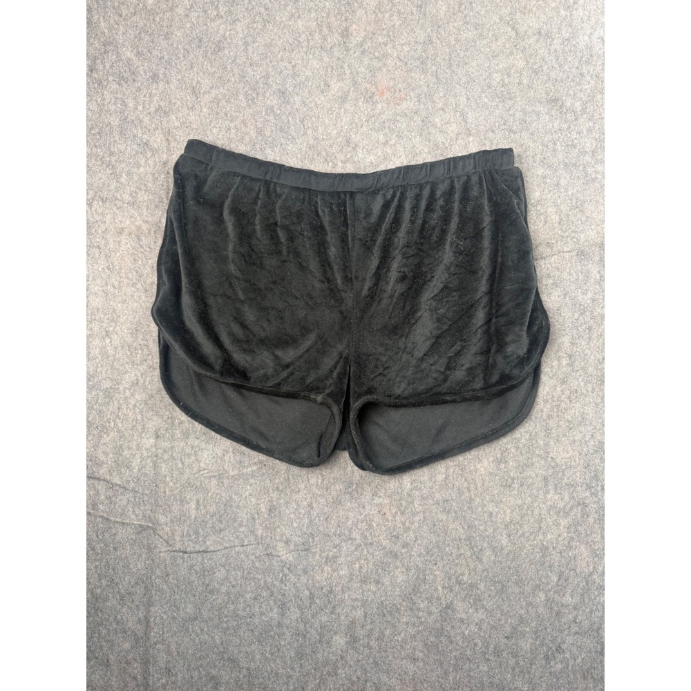 Juicy Couture Shorts Women XL Black Velour Sleepwear Rhinestone Y2K Lounge Logo